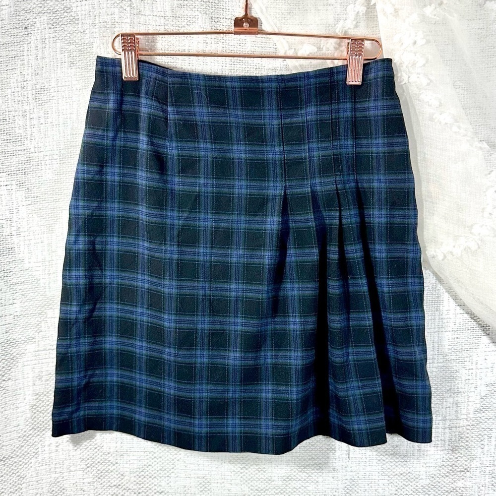UR IT Y2K blue and black pleated mini skirt
